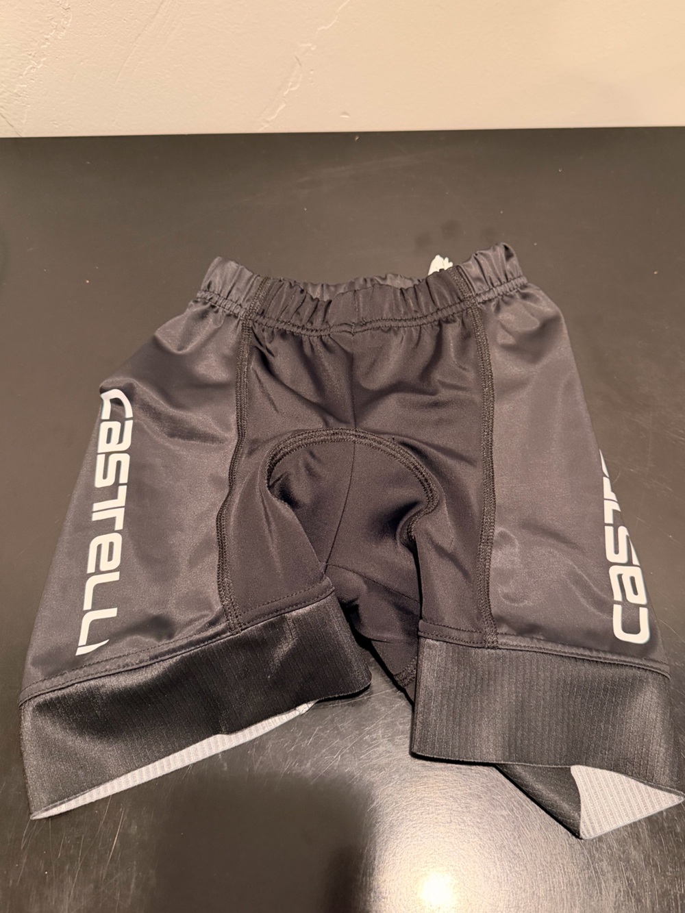 Kids Padded Cycling Shorts with Red Seat - Black & White